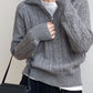 Cable-Knit Half Zip Long Sleeve Sweater