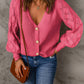 Openwork V-Neck Button Up Cardigan