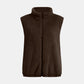 Full Size Fuzzy Zip Up Vest Coat with Pockets