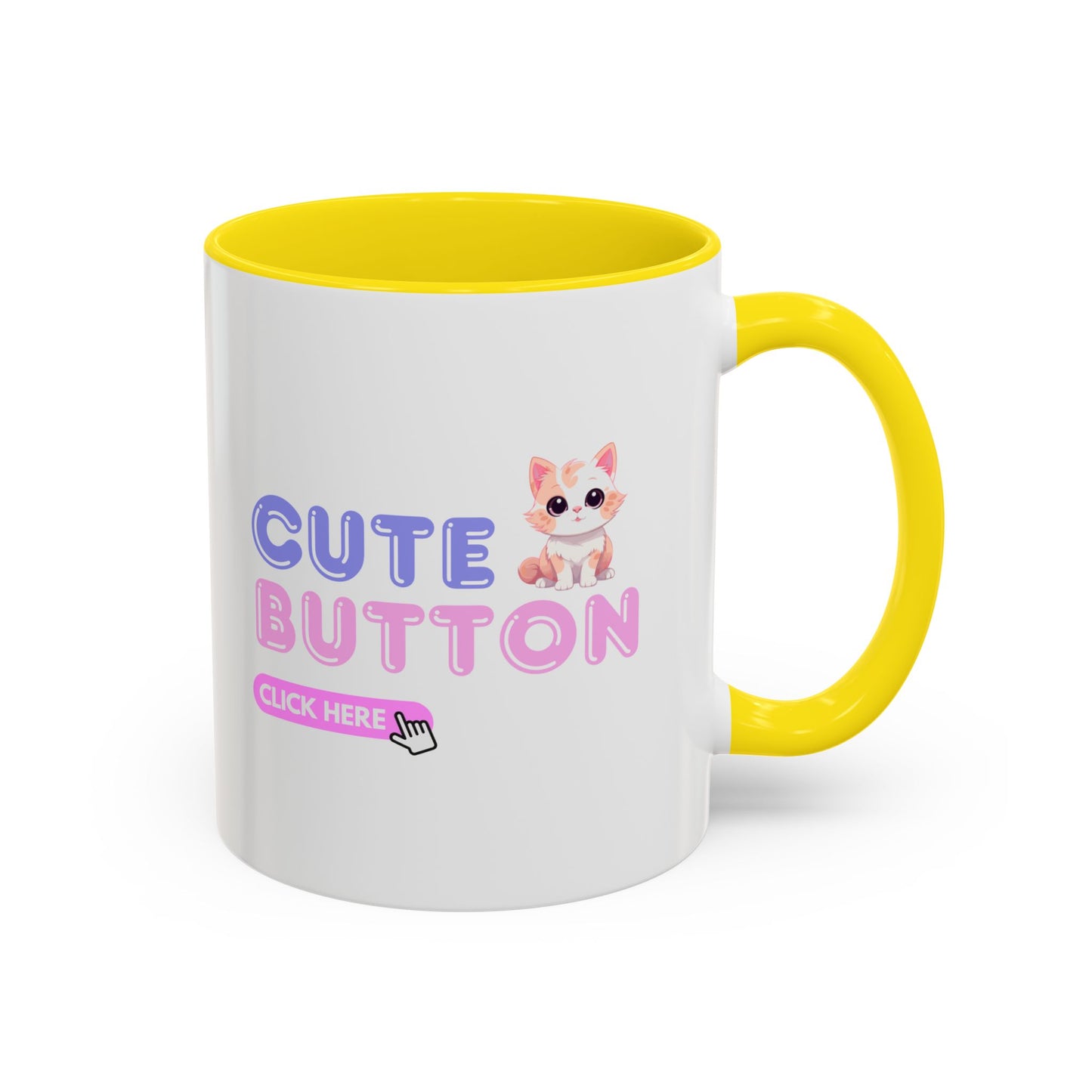 Cute Button Click Here Accent Coffee Mug (11, 15oz) | Made to Order