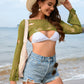 Distressed Boat Neck Long Sleeve Cover Up