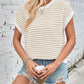 Lovelet Striped Round Neck Cap Sleeve Sweater