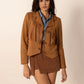 Tied Tassel Collared Neck Long Sleeve Jacket