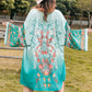 Plus Size Printed Open Front Long Sleeve Cover Up