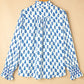 Frill Printed Button Up Long Sleeve Shirt