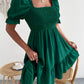 Smocked Square Neck Short Sleeve Dress