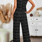 Plaid V-Neck Button Up Vest and Pants Set