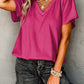 Textured V-Neck Short Sleeve T-Shirt