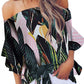 Tied Printed Off-Shoulder Half Sleeve Blouse