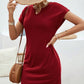 Notched Short Sleeve Mini Tee Dress