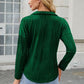 Texture Collared Neck Long Sleeve Blouse
