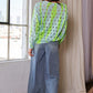 Davi & Dani Two-Tone Ribbed Hem Openwork Knit Top