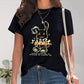 Rabbit Graphic Round Neck Short Sleeve T-Shirt