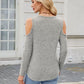 Ribbed Cold Shoulder Long Sleeve Top