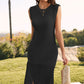 Slit Round Neck Sleeveless Sweater Dress