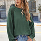 Lace Detail Round Neck Lantern Sleeve Top
