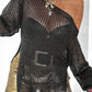 Side Slit Long Sleeve Knit Cover Up