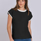 Mandy Contrast Round Neck Cap Sleeve Sweater