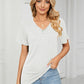 Decorative Button V-Neck T-Shirt