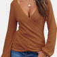 Waffle Knit Surplice Long Sleeve T-Shirt