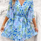 Ruffled Printed Surplice Half Sleeve Mini Dress