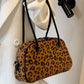 Leopard Suede Medium Shoulder Bag