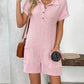 Button Detail Collared Neck Short Sleeve Romper