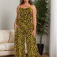 Full Size Leopard Scoop Neck Wide Leg Jumpsuit