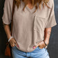 Textured V-Neck Dropped Shoulder T-Shirt