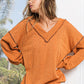 BiBi Textured Exposed Seam Drop Shoulder Knit Top - Brand BiBi