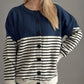 Striped Button Down Long Sleeve Cardigan