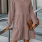 V-Neck Long Sleeve Mini Dress