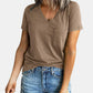 Full Size Pocketed V-Neck Short Sleeve T-Shirt