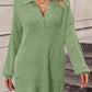 Collared Neck Long Sleeve Sweater Dress with Pockets