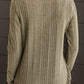 Ribbed Buttoned Long Sleeve Blouse