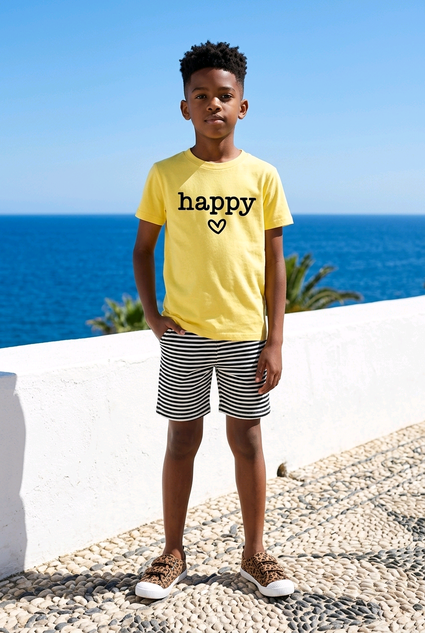 Happy Heart Toddler Short Sleeve Crew Neck