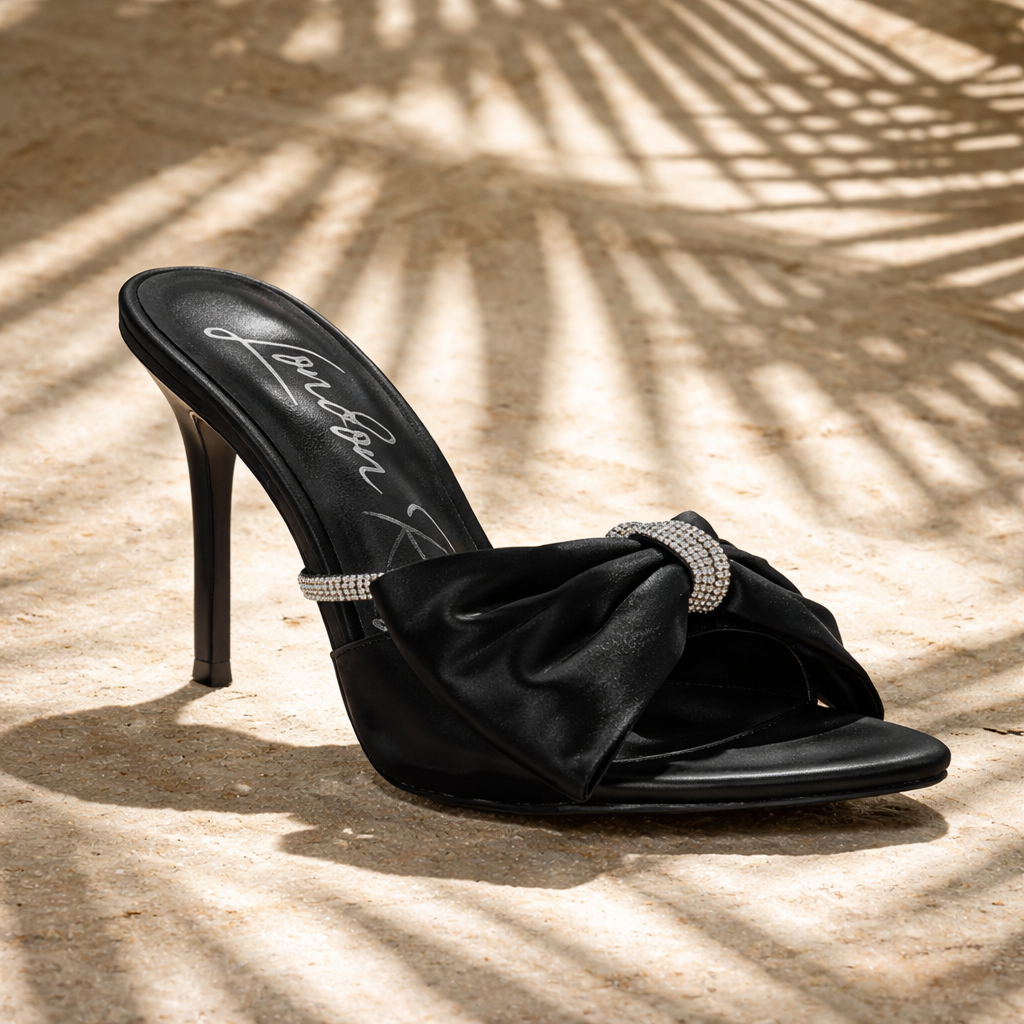 High Tea jewel Strap High Heeled Satin Sandal *