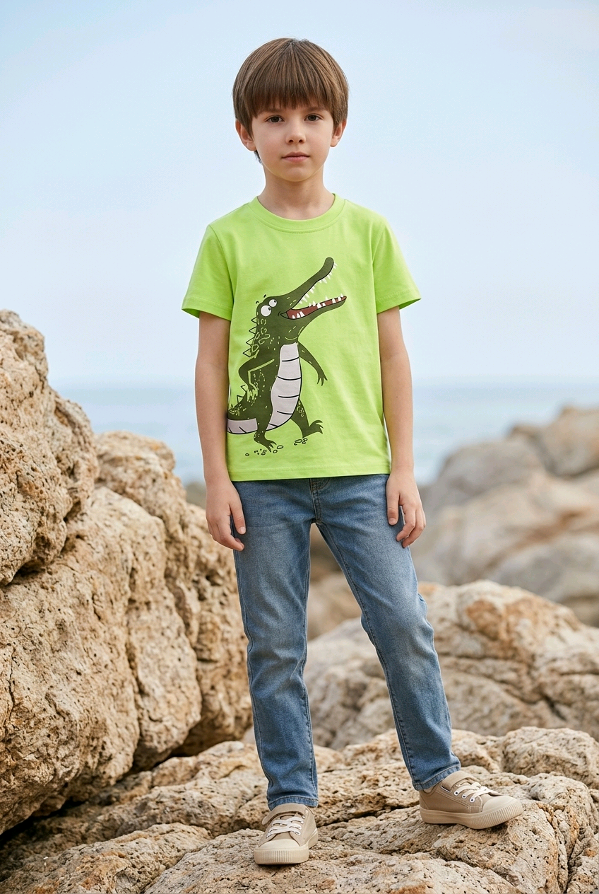 Children's Crocodile Graphic Short Sleeve T-Shirt
