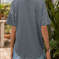 Notched Dropped Shoulder Half Sleeve T-Shirt