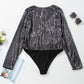 Sequin Surplice Long Sleeve Bodysuit