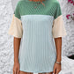Full Size Color Block Round Neck Half Sleeve T-Shirt