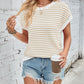 Lovelet Striped Round Neck Cap Sleeve Sweater