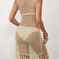 Tassel Hem Hollow Out Sleeveless Cover Up