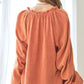 Frill V-Neck Balloon Sleeve Blouse