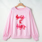 Valentine’s Day Blush Pink HUG AND KISSES Round Neck Sweatshirt