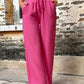 Tied High Waist Wide Leg Pants with Pockets