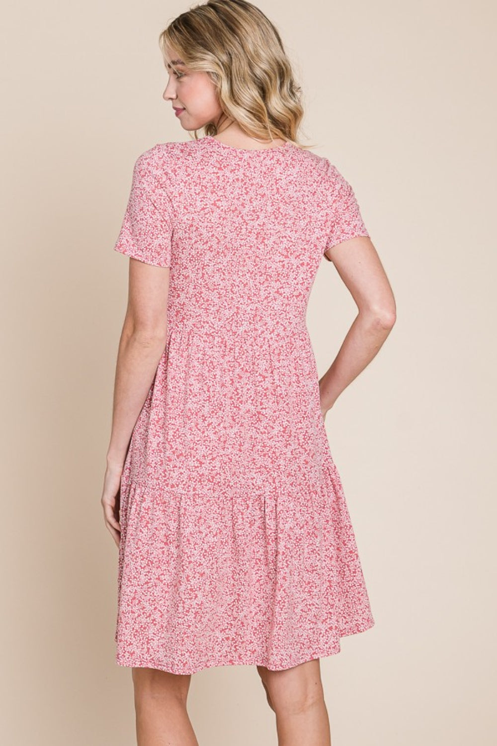BOMBOM Printed Short Sleeve Mini Dress *
