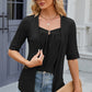 Full Size Eyelet Half Sleeve T-Shirt