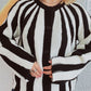 Contrast Stripes Button Down Long Sleeve Cardigan