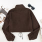 Drawstring Zip Up Dropped Shoulder Outerwear Jacket